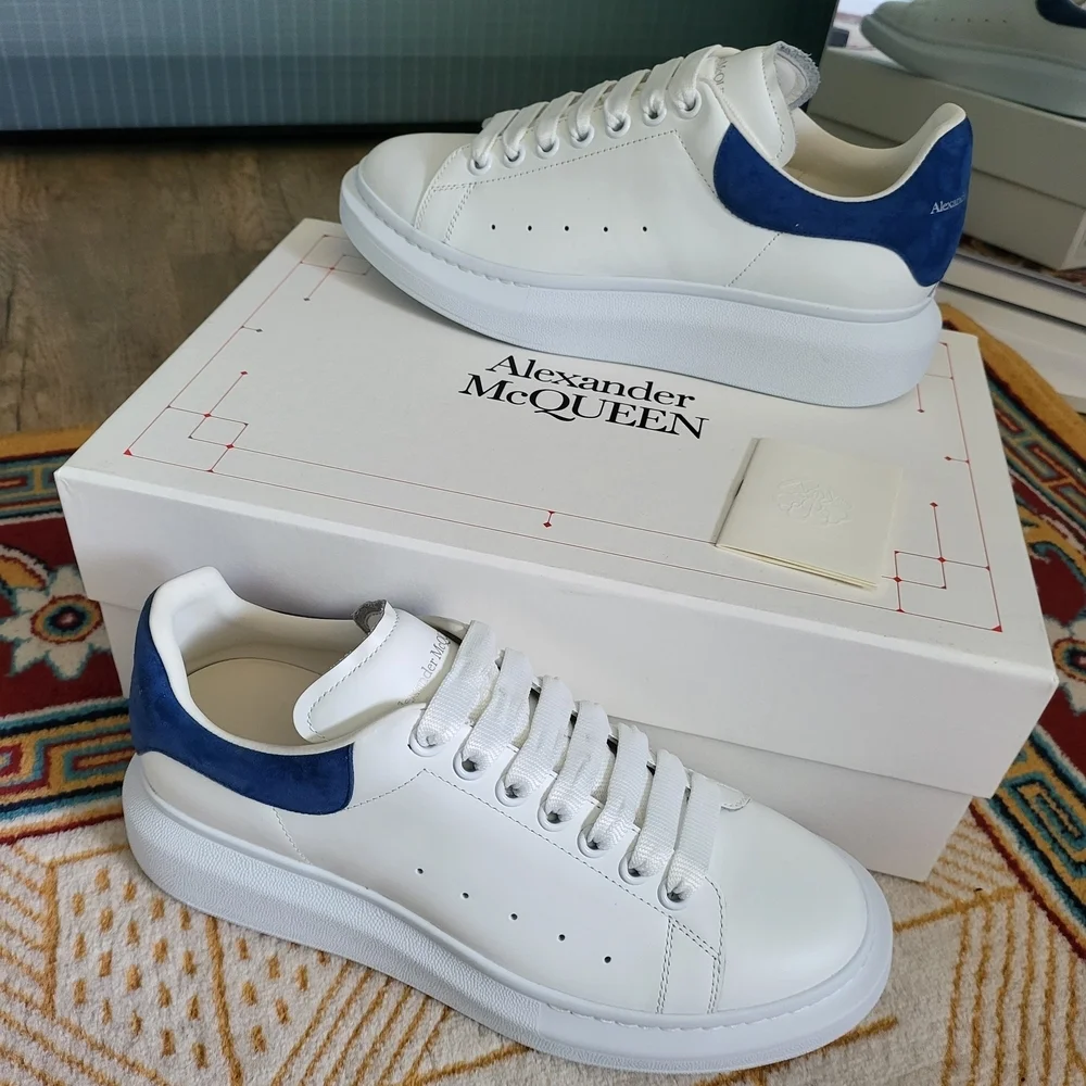 Alexander McQueen Men's Sneakers in White and Blue - Picture 1 of 12